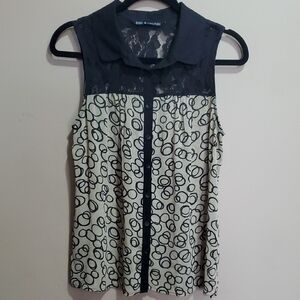 Zac & Rachel Black and Cream Sleeveless Top Size XL